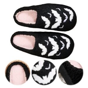 Black and White Bat Slippers, Size 5.5-6 New!